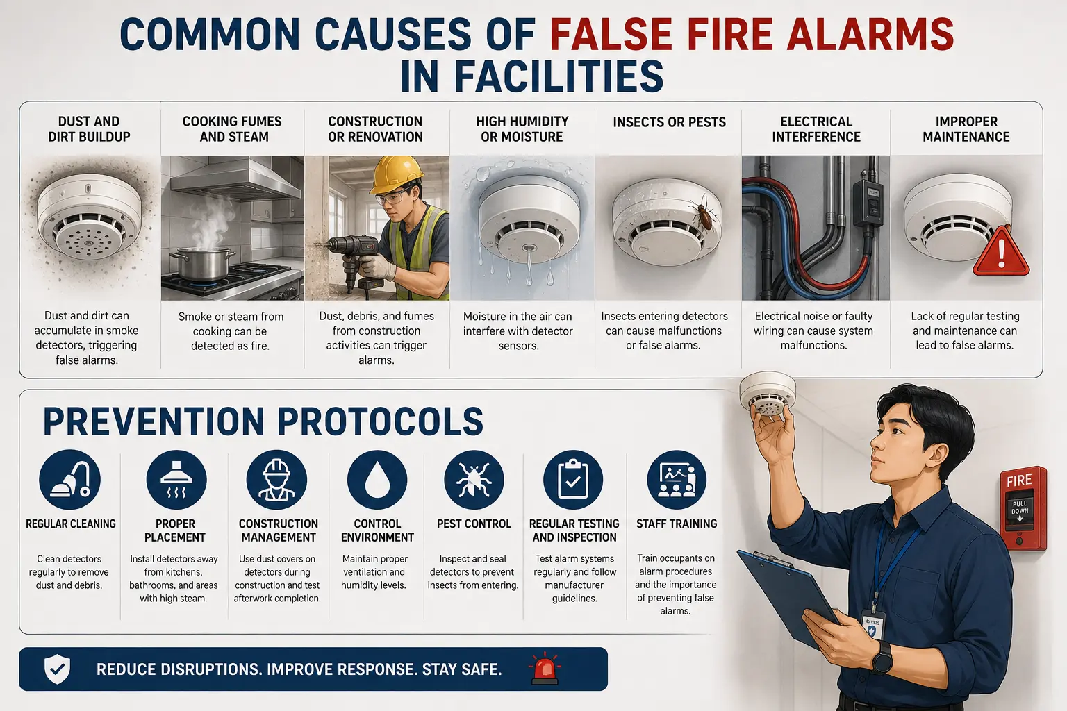 Common causes of false fire alarms in facilities and the matching prevention protocols